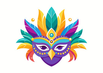 Colorful Carnival Mask with Vibrant Feathers – Mardi Gras Celebration Mask Art