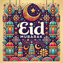 Fototapeta premium Eid Mubarak vector, muslim holiday