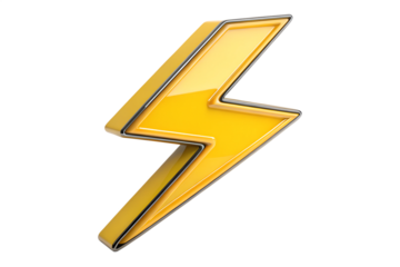 Lightning Sign in yellow. Power Switch, lightning bolt lined and colored Icon. Electric power. A thunder effect lighting symbol.