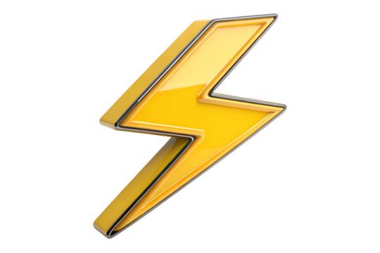 Lightning Sign in yellow. Power Switch, lightning bolt lined and colored Icon. Electric power. A thunder effect lighting symbol.