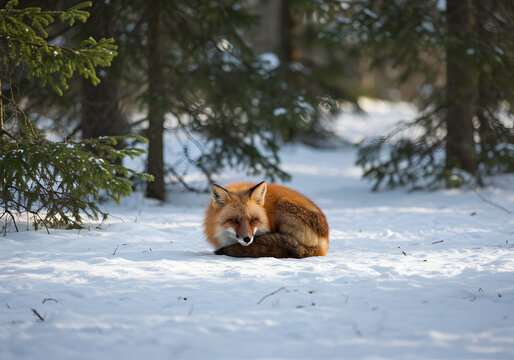 red fox in the snow
