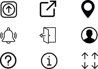 Minimalistic Black and White Vector Icon Set for Interface and Navigation Design