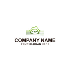 outline green mountain landscape logo vector illustration