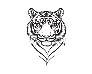 A black and white coloring page depicting a Tiger pattern with bold lines and a clean line art style against a white background, Vector illustration.
