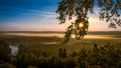 Icking Schlederloh am Morgen mit Blick ins Isar-Loisachtal