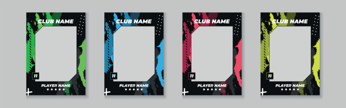 Trading card template design for sports, picture frame for player performance, photo frame or border collection for hockey, basketball and football player, sports flyer design, template eps 10.