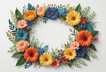 Obraz premium floral wreath frame in white background