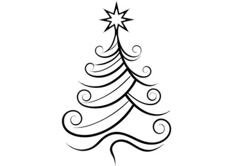 Abstract Christmas Tree with Minimalist Design – Swirling Holiday Artwork