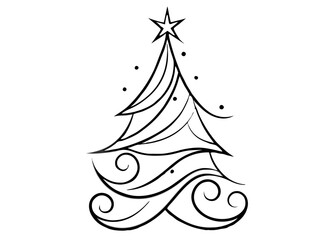 Abstract Christmas Tree with Minimalist Design &ndash; Swirling Holiday Artwork