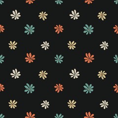 Groovy matisse flowers seamless pattern, retro wall art, 60s,70s, scrapbooking design paper