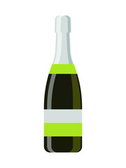 Corked bottle of sparkling wine for the holiday isolated on white background. 