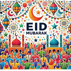 Obraz premium Eid Mubarak vector, muslim holiday