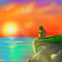 Funny turtle illustration © Dominika