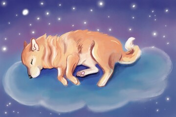 Sleep dog illustration