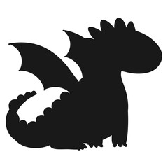 silhouette Cartoon cute dragon character. Vector