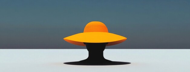 A striking illustration showcasing a large, stylish black hat against a minimal backdrop, evoking a sense of mystery and artistic expression.