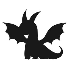 silhouette Cartoon cute dragon character. Vector