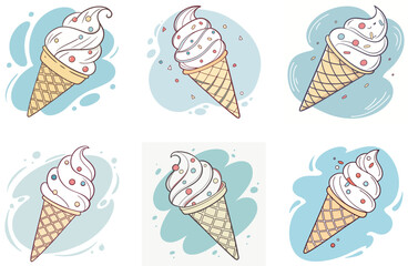 Cute Ice Cream Cones with Sprinkles, Perfect for Summer Designs