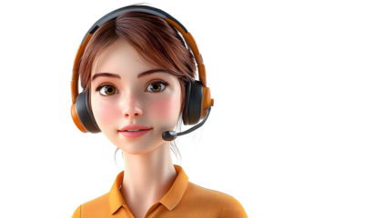 female call center on transparent background, 3d