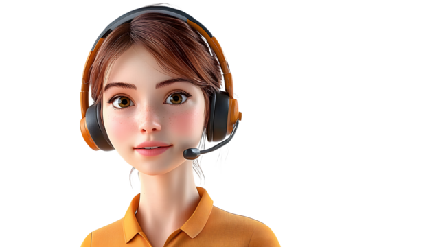 female call center on transparent background, 3d