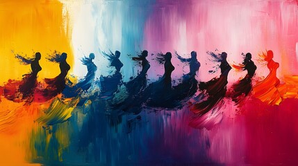 Vibrant Abstract Painting Capturing the Essence of Expressive Dance Movement