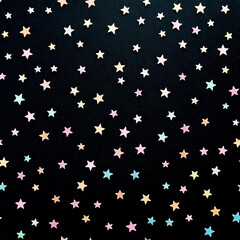 Pastel stars scattered on a dark background.
