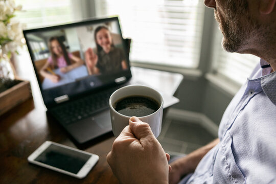 Distancing: Teacher Meets With Students In Virtual Classroom