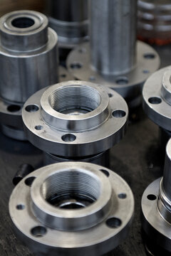 Industrial Metal Flanges Close-Up