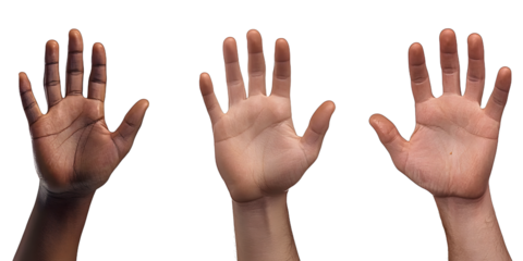 counting hands four, five, six isolated on transparent background