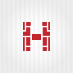 Brick layer blended with initial letter H business logo design