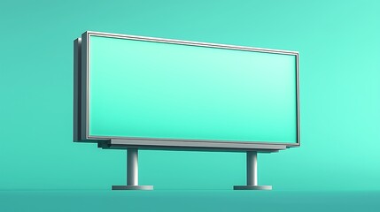 Obraz premium Blank billboard mockup, outdoor advertising, turquoise background, urban setting, for marketing.