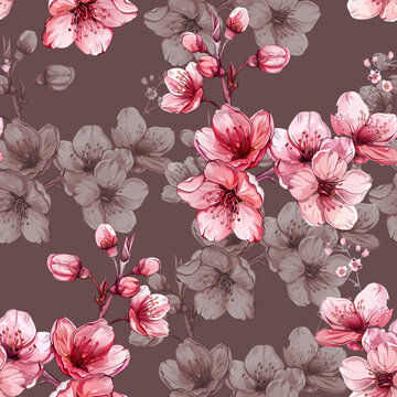 seamless pattern with watercolor flowers. hand drawn watercolor illustration. fabric print for textile, wallpaper, wrapping, greeting cards, wedding invitations, greeting cards