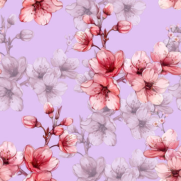 seamless pattern with watercolor flowers. hand drawn watercolor illustration. fabric print for textile, wallpaper, wrapping, greeting cards, wedding invitations, greeting cards