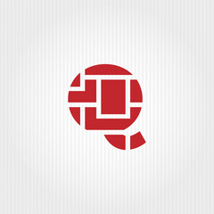 Obraz premium Brick layer blended with initial letter Q business logo design