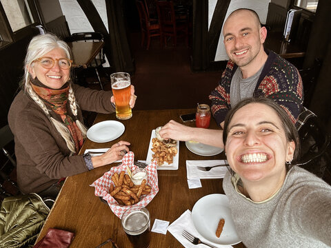 UGC POV family selfie pub food