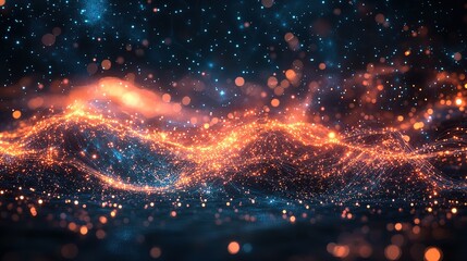 Fototapeta premium An abstract technology background featuring a vibrant array of colored optical fibers, creating a visually captivating image that symbolizes seamless transfer and communication of data, Hd image