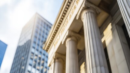 Architectural Columns of Historical Building in Urban Landscape