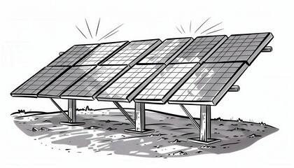 Solar panel array converting sunlight into electricity. Ideal for illustrating renewable energy environmental sustainability or clean power solutions.
