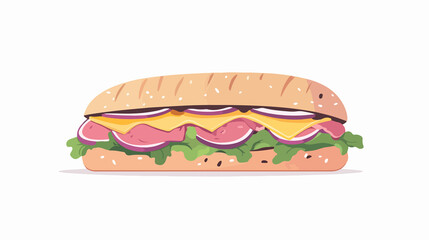 Delicious Submarine Sandwich with Ham, Cheese, Lettuce, and Onions