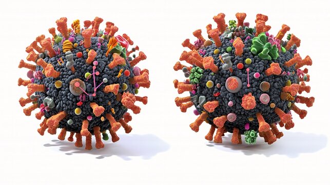 simplified, informative illustration of the norovirus, showing the virus particle with labeled components like capsid and RNA, isolated on white. Norovirus 
