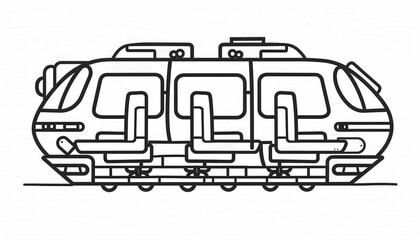A sleek modern double-decker train design perfect for coloring activities or transportation-themed projects. Offers a futuristic look for educational resources and creative applications.