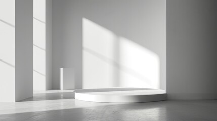 Minimalist Studio Corner: Clean Grey Interior Design for Product Display