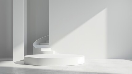 Fototapeta premium Minimalist White Room Corner Background for Interior Design Display