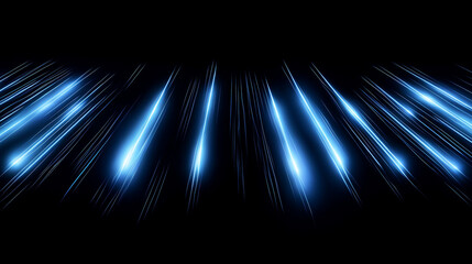 Abstract blue lights streaking across a black background