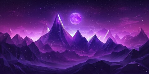 Fototapeta premium Purple Mountainscape Underneath a Night Sky