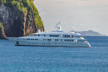 Mega Yacht anchored in Indian Bay, Saint Vincent and the Grenadines