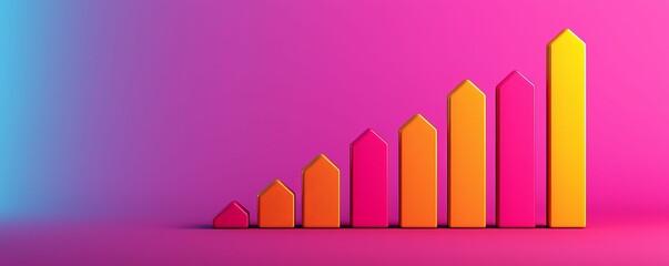 Obraz premium economic and windfall concept. Colorful bar graph representing growth on a vibrant background.