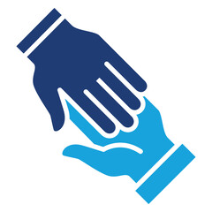 Humanity and donation icon.  Icon for symbol of charity, philanthropy, help, giving, humanity. Blue two color design