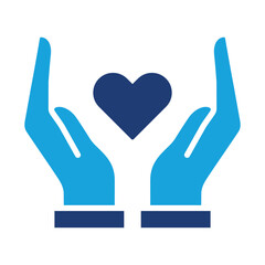 Obraz premium Humanity and donation icon. Icon for symbol of charity, philanthropy, help, giving, humanity. Blue two color design
