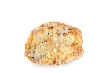 closeup blueberry lemon scone with icing